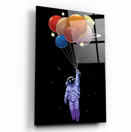 Balon Gezegenler Cam Tablo