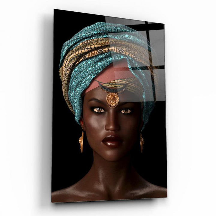 Afrika’lı Kadın Cam Tablo