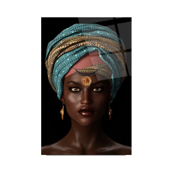 Afrika’lı Kadın Cam Tablo