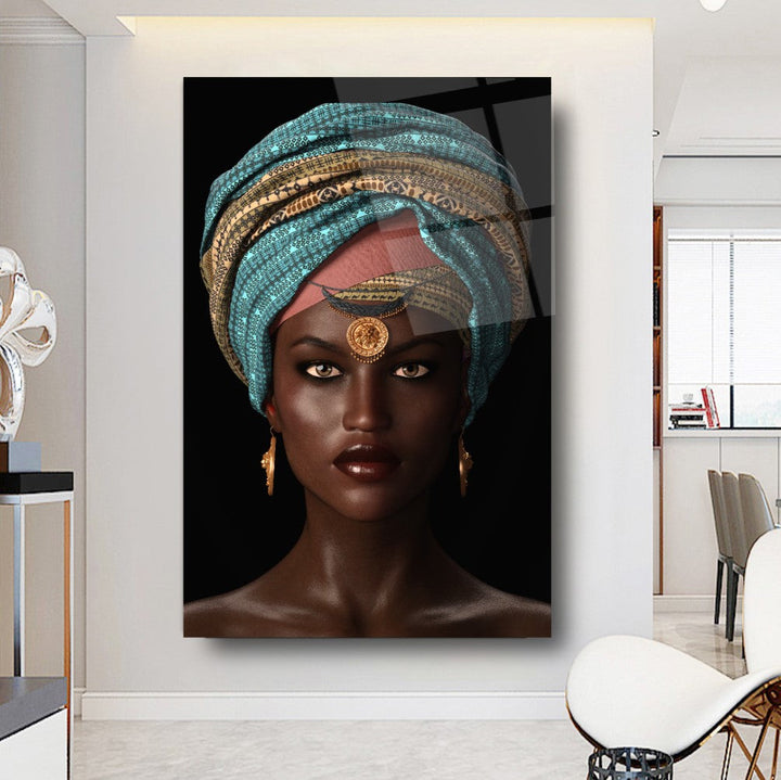 Afrika’lı Kadın Cam Tablo