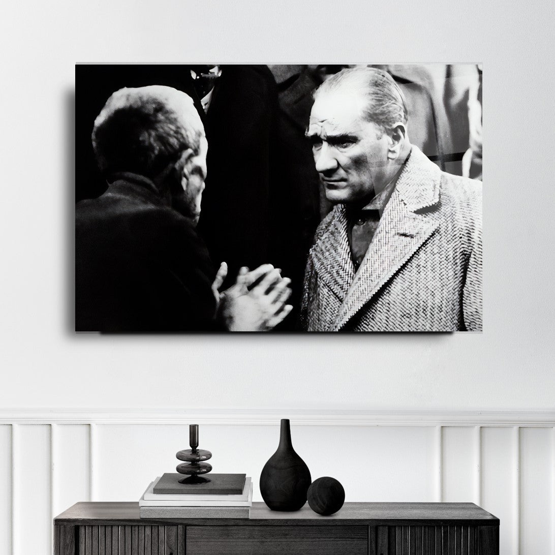 Atatürk ve Köylü Cam Tablo