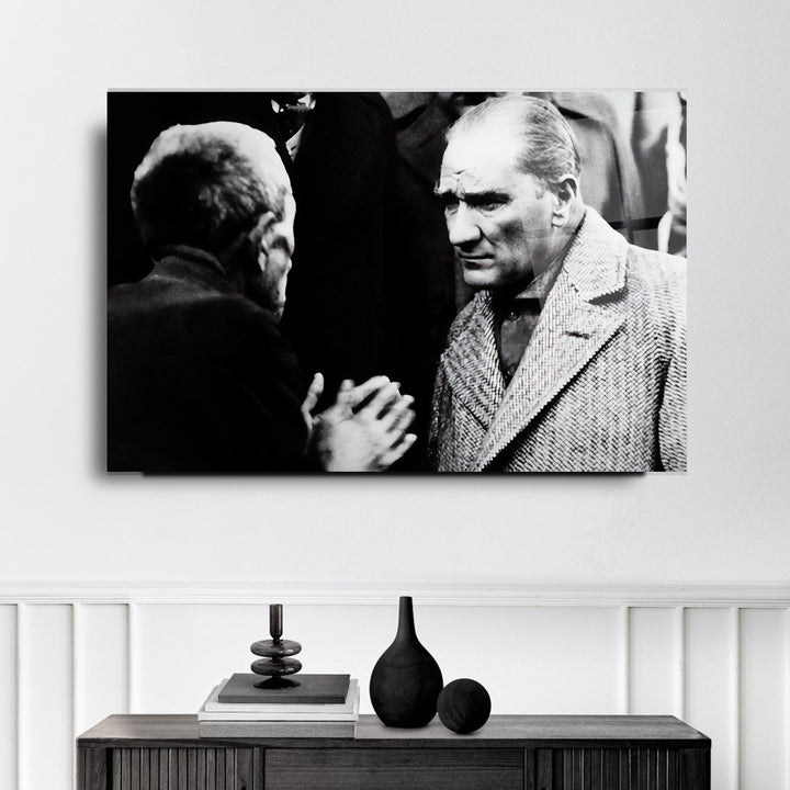 Atatürk ve Köylü Cam Tablo