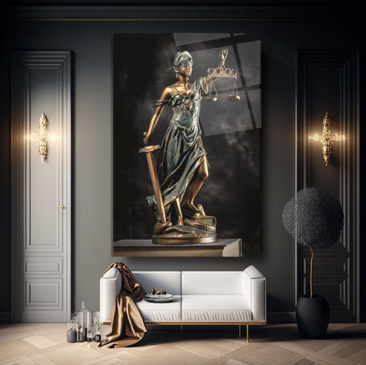 Themis Heykeli Cam Tablo