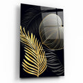 Gold Yapraklar Cam Tablo