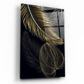 Gold Yapraklar Cam Tablo