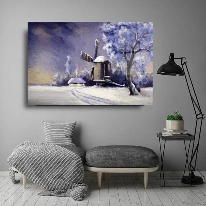Karlı Manzara Cam Tablo