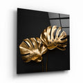 Gold Yapraklar Cam Tablo