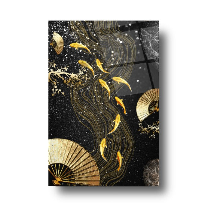 Gold Balıklar Cam Tablo