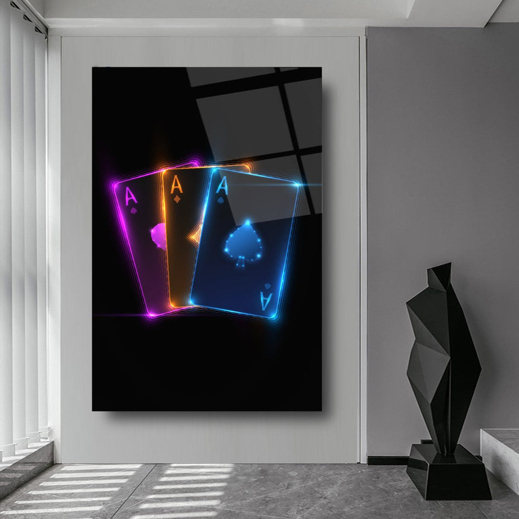 Neon Kartlar Cam Tablo