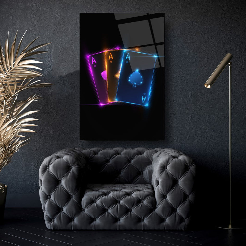 Neon Kartlar Cam Tablo