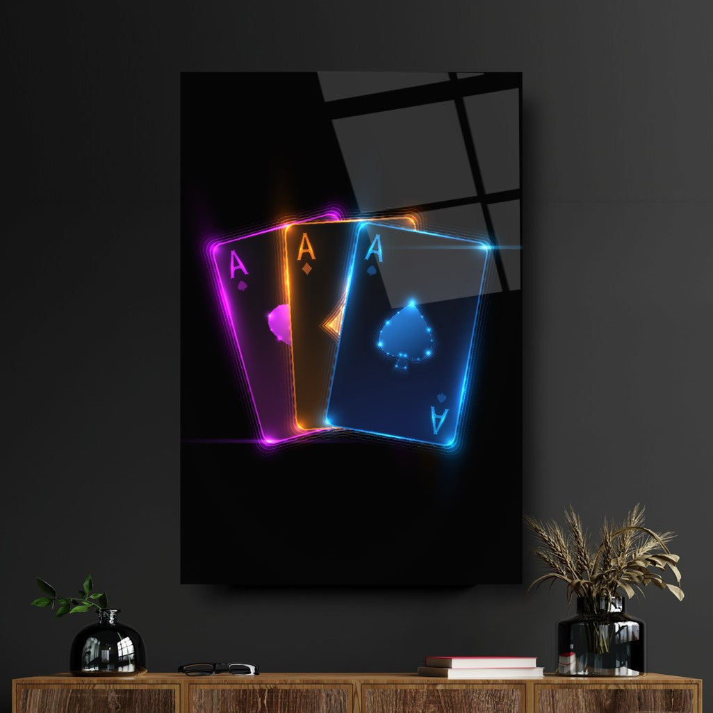 Neon Kartlar Cam Tablo