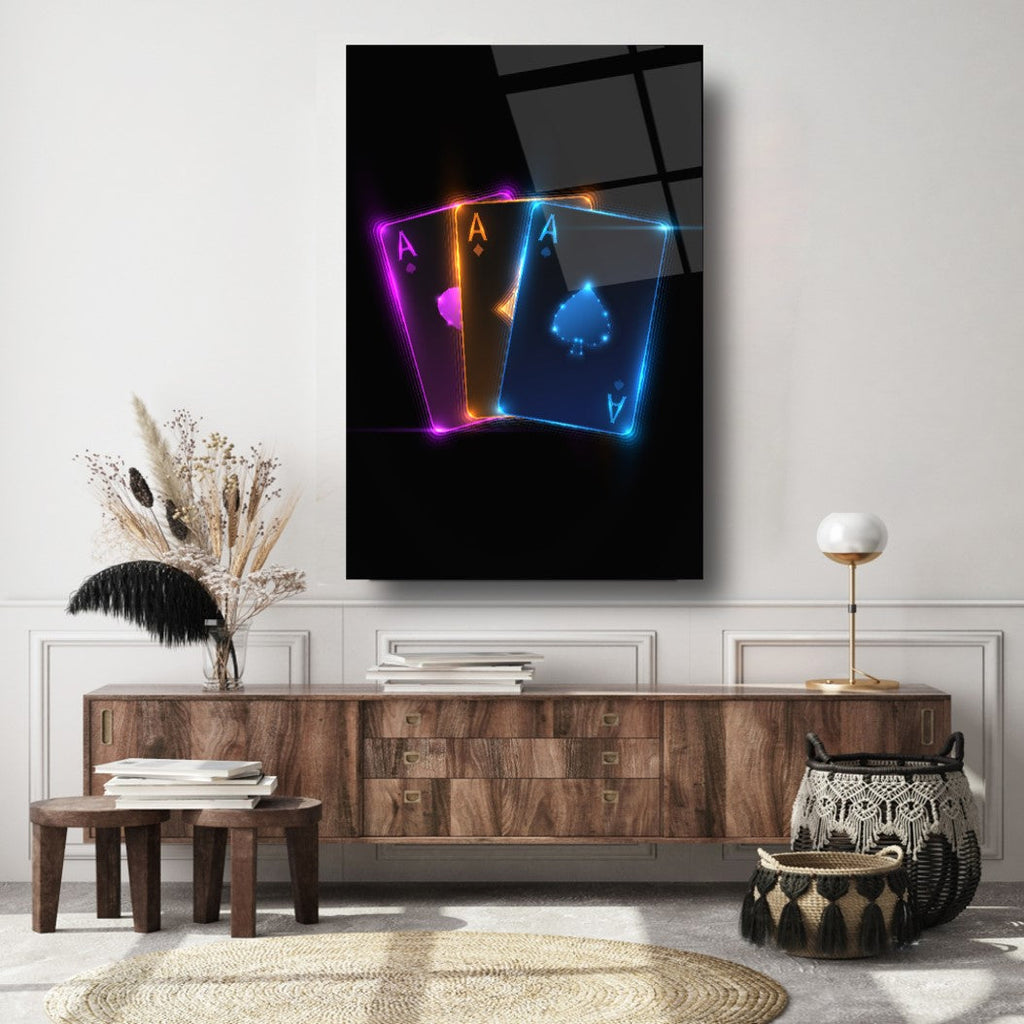 Neon Kartlar Cam Tablo