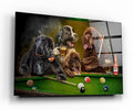 Bilardo ve Köpekler Cam Tablo