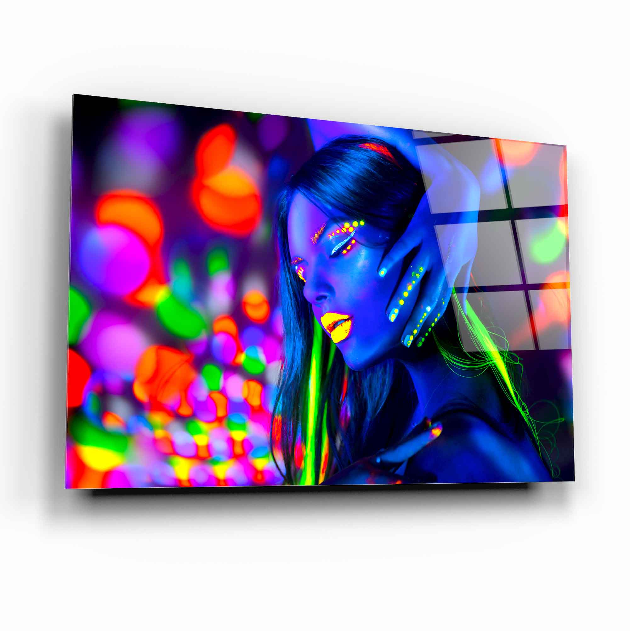 Neon Kadın Cam Tablo