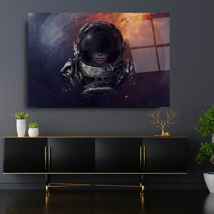 Kadın Astronot Cam Tablo