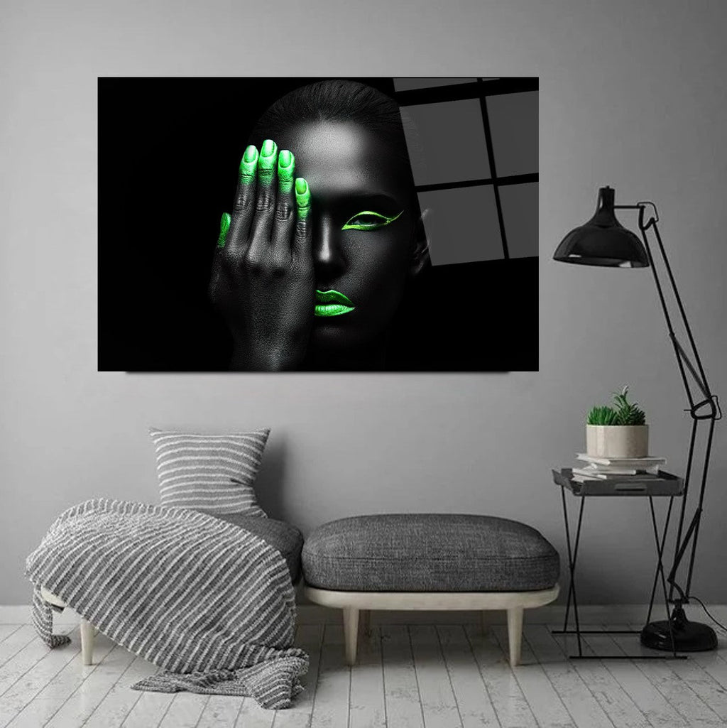 Neon Kadın Cam Tablo