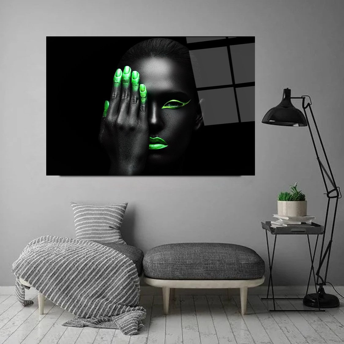 Neon Kadın Cam Tablo