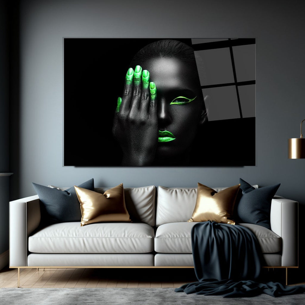 Neon Kadın Cam Tablo