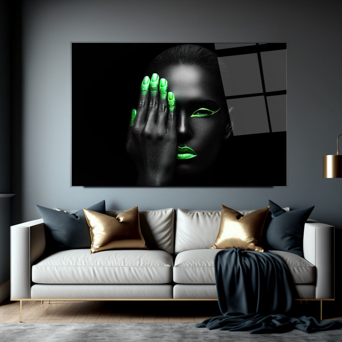 Neon Kadın Cam Tablo