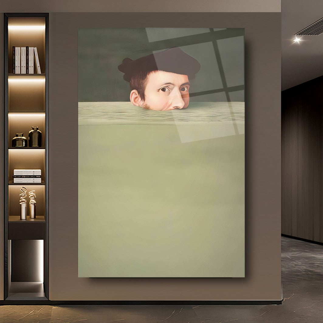 Boğulan Portre Cam Tablo