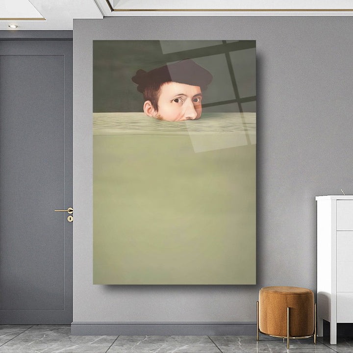 Boğulan Portre Cam Tablo