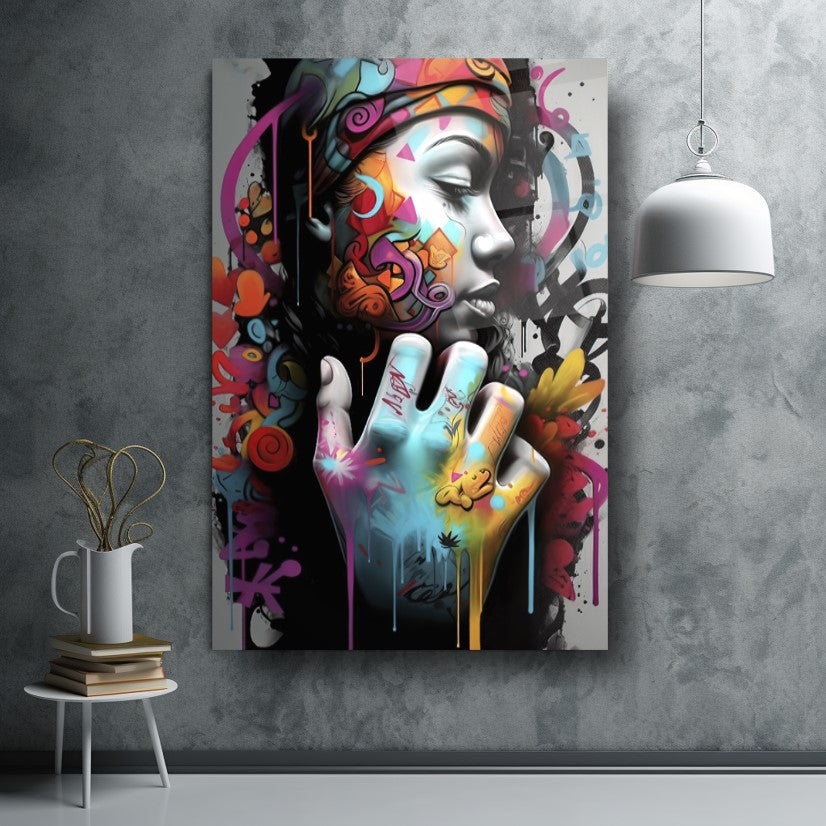 Grafiti Kadın Cam Tablo