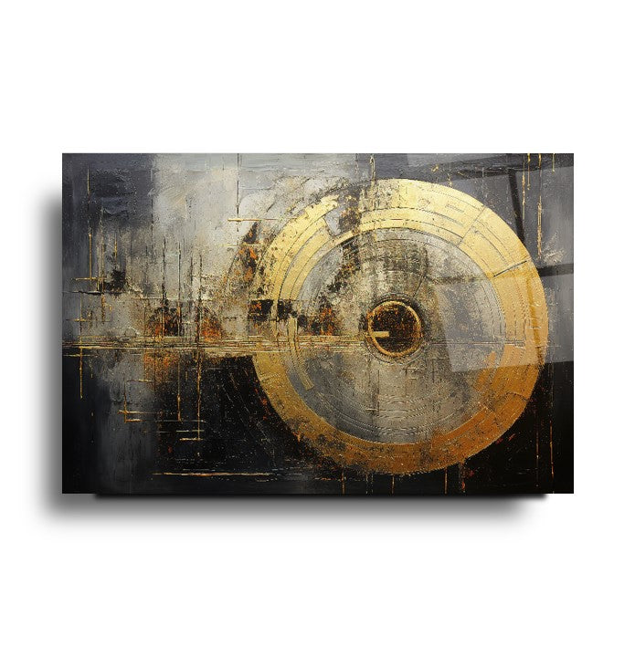 Gold Soyut Cam Tablo