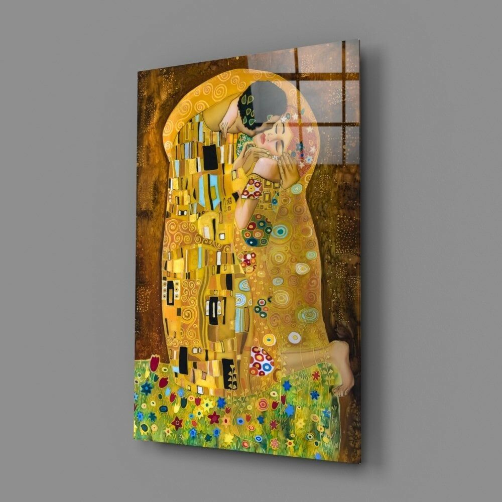 Gustav Klimt “Öpücük” Cam Tablo