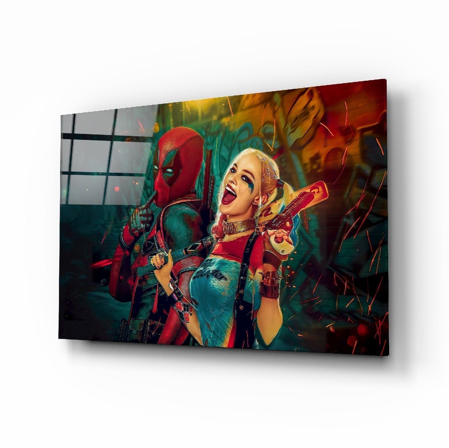 Harley Quinn ve Deadpool Cam Tablo