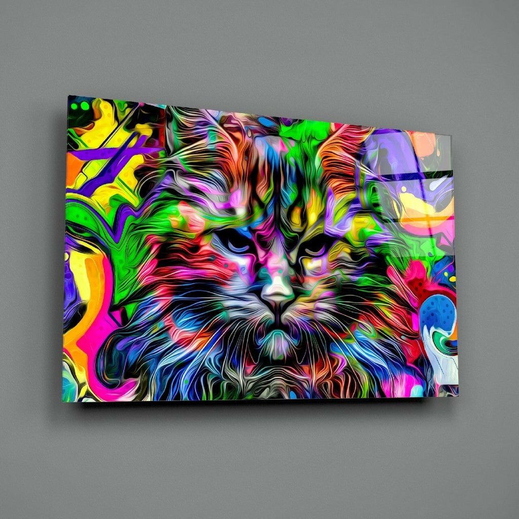 Kedi Kuşağı Cam Tablo