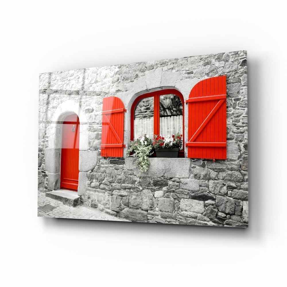 Kırmızı Pencere Cam Tablo