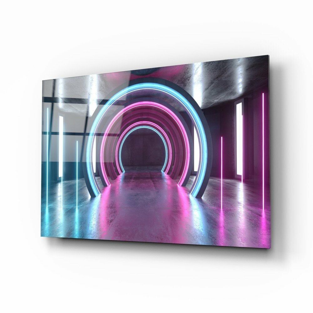 Neon Işıklar Cam Tablo
