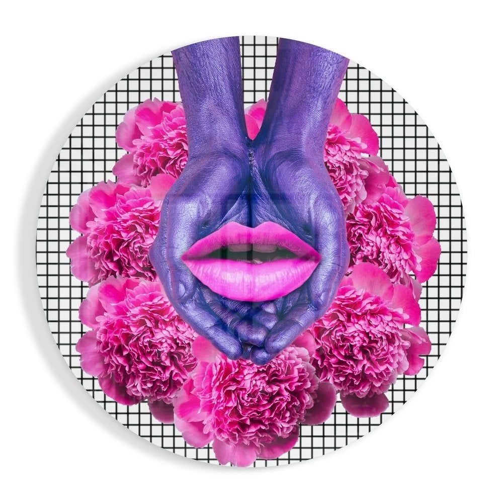 Pembe Karmaşa Cam Tablo