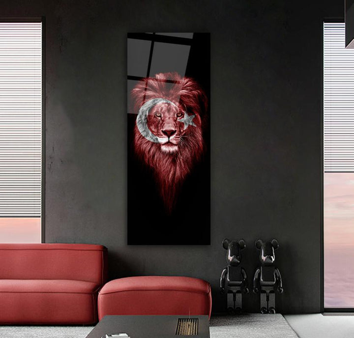 Bayraklı Aslan Tema Cam Tablo