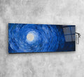 Soyut Mavi Panoramik Cam Tablo