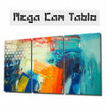 Renkli Fırça Darbeleri Mega Cam Tablo
