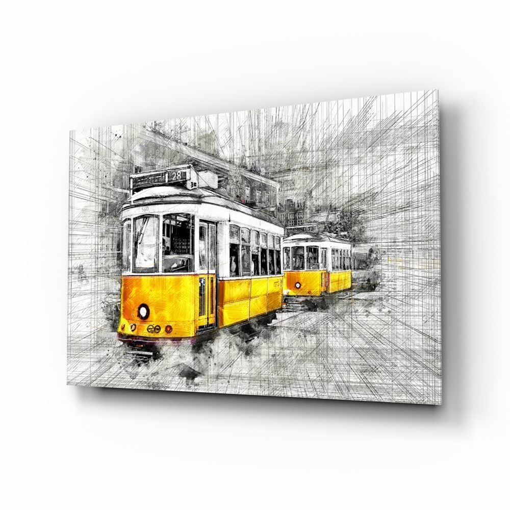 Sarı Tramvay Basel Cam Tablo