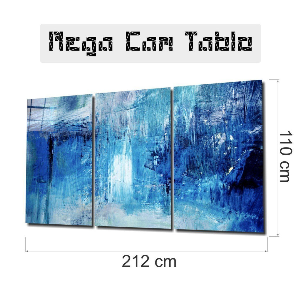 Soyut Mavi Mega Cam Tablo