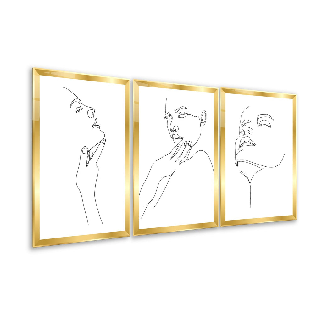 Minimal Portre Triple Cam Tablo Seti