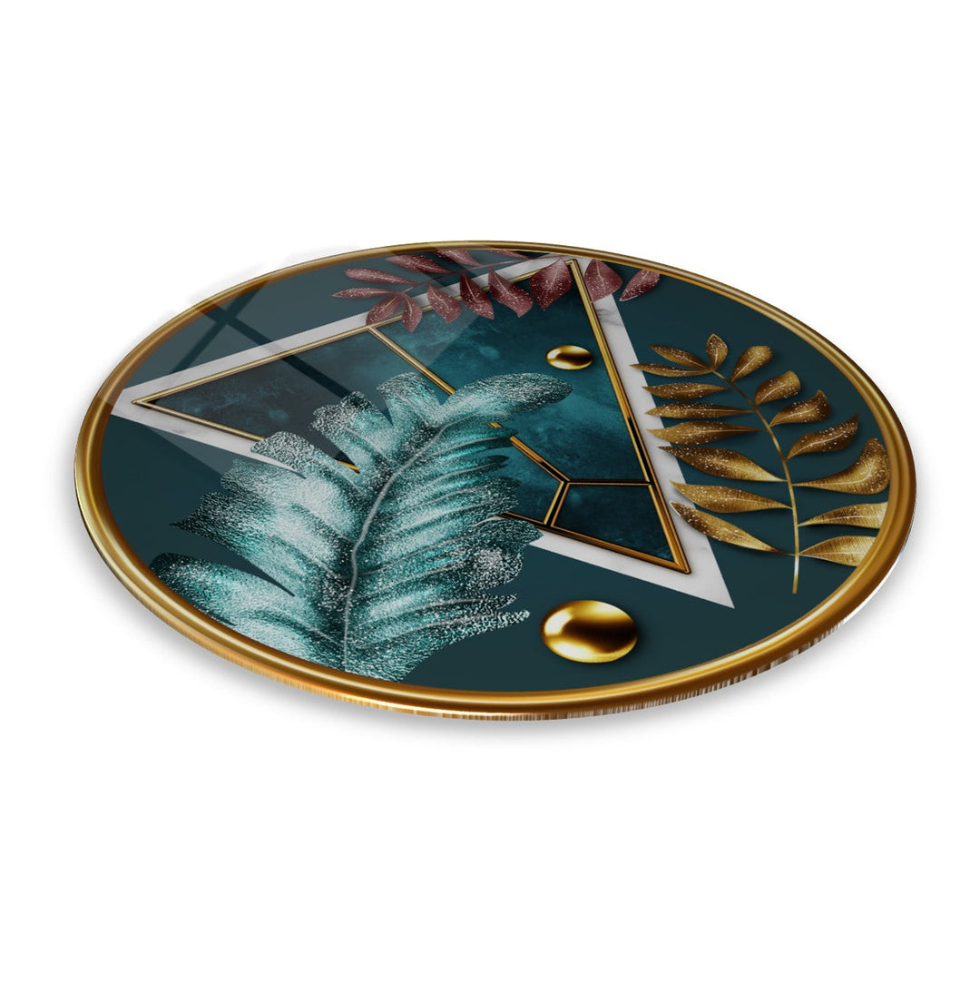 Gold Desenler Yuvarlak Cam Tablo