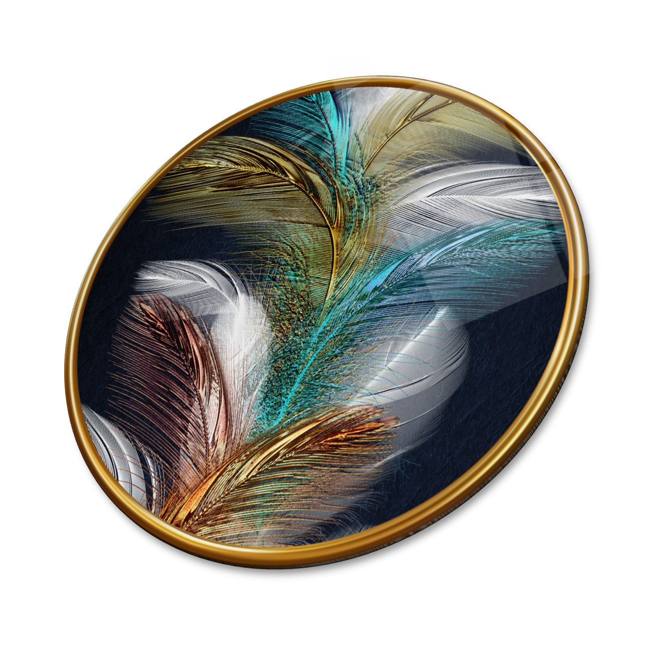 Gold Desenler Yuvarlak Cam Tablo