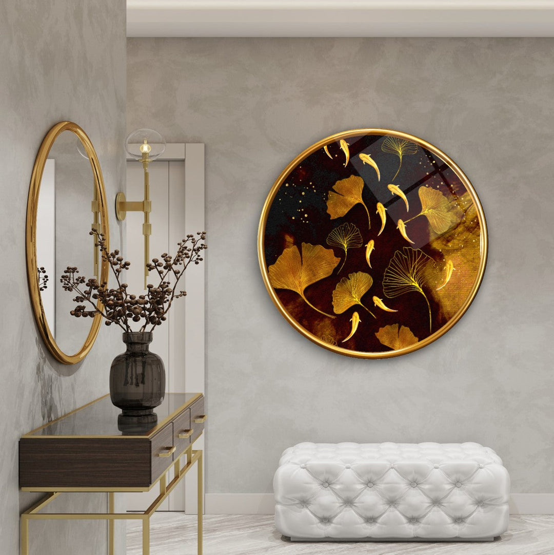 Gold Tema Yuvarlak Cam Tablo