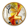 Gold Geyik Yuvarlak Cam Tablo