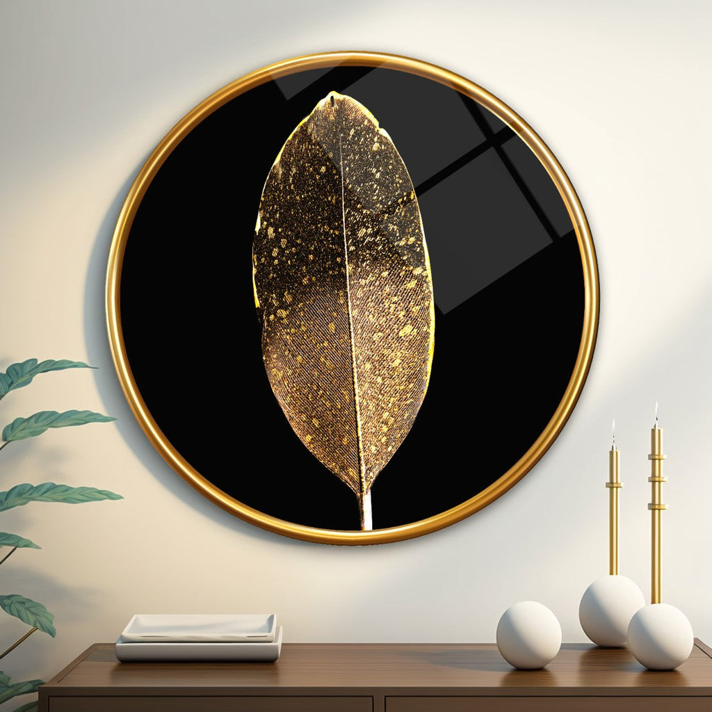 Gold Tüy Yuvarlak Cam Tablo