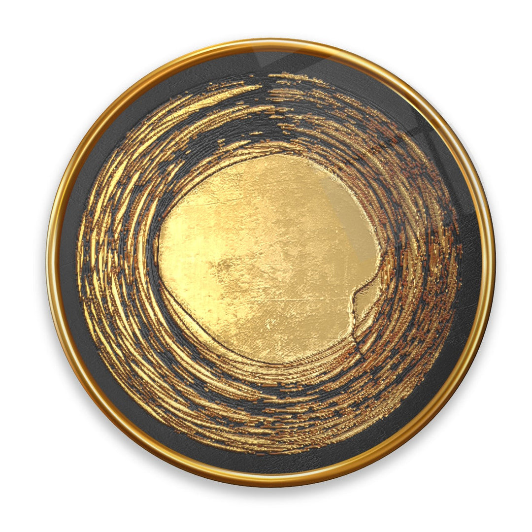 Gold Desen Yuvarlak Cam Tablo