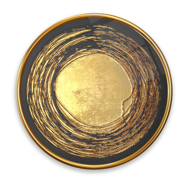 Gold Desen Yuvarlak Cam Tablo