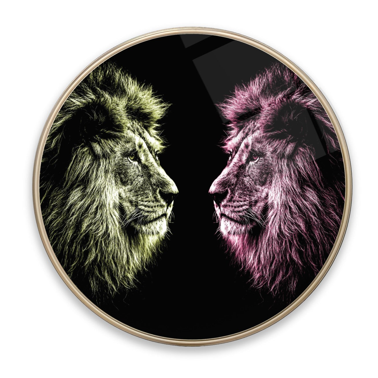 Aslan Yuvarlak Cam Tablo