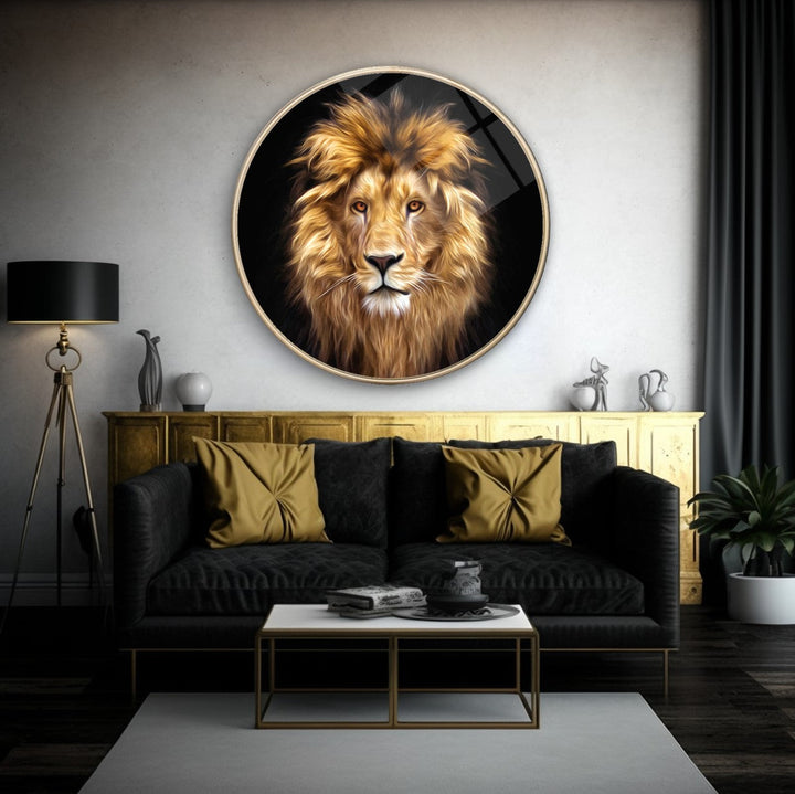 Aslan Yuvarlak Cam Tablo