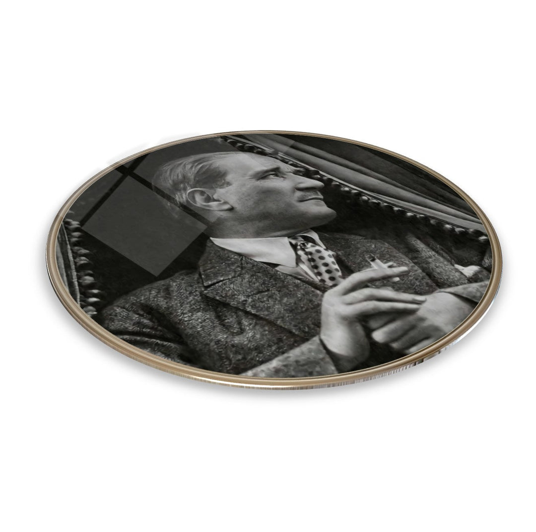 Atatürk Yuvarlak Cam Tablo