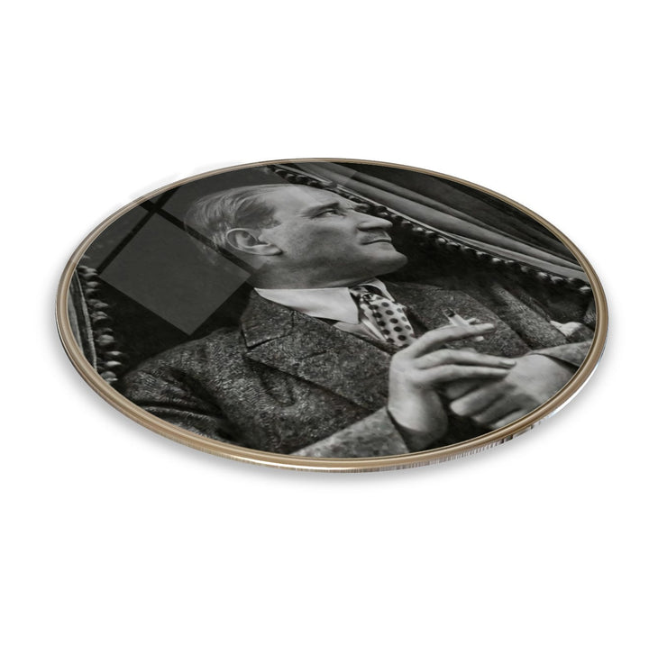 Atatürk Yuvarlak Cam Tablo